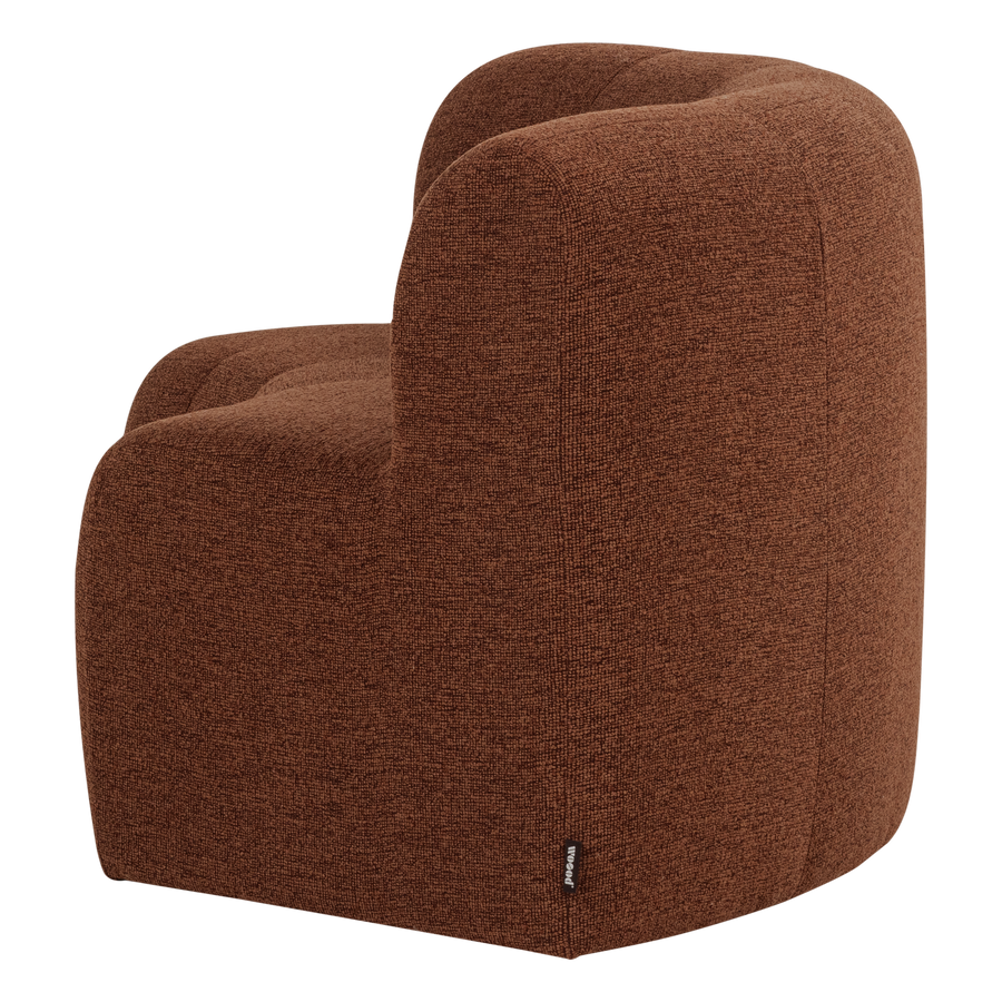 Mojo base eetbank halfronde hoek rugleuning boucle roestbruin