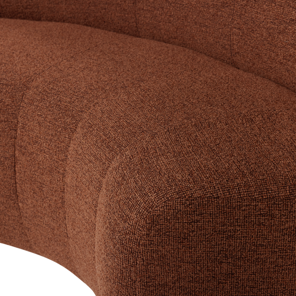 Mojo base eetbank halfronde hoek rugleuning boucle roestbruin