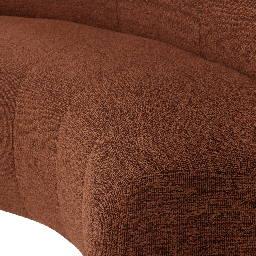 Mojo base eetbank halfronde hoek rugleuning boucle roestbruin