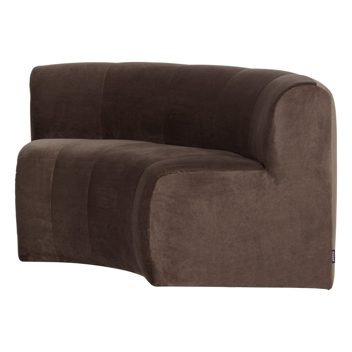 Mojo base eetbank halfronde hoek rugleuning velvet bruin