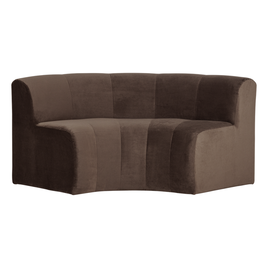 Mojo base eetbank halfronde hoek rugleuning velvet bruin
