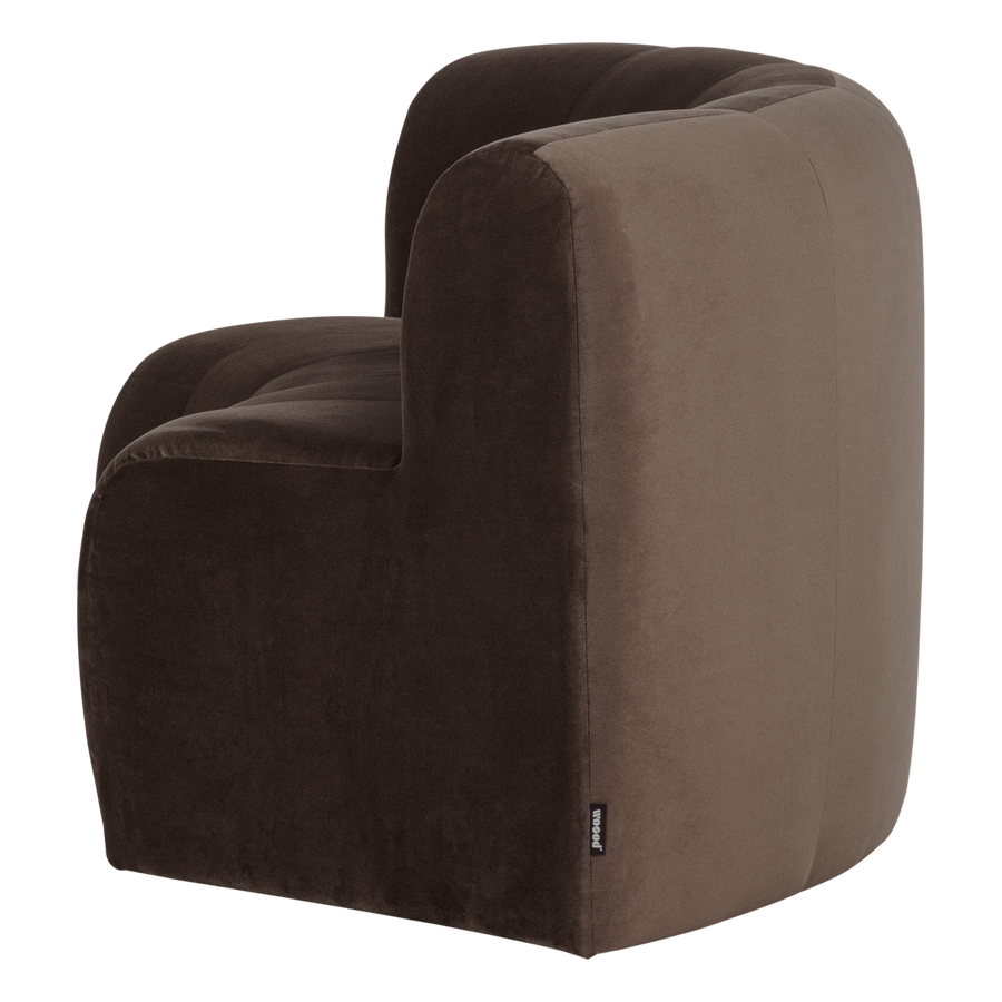 Mojo base eetbank halfronde hoek rugleuning velvet bruin
