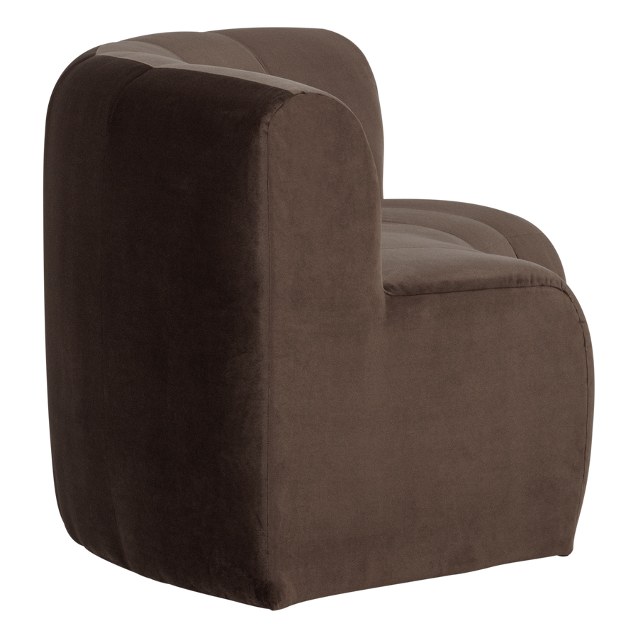 Mojo base eetbank halfronde hoek rugleuning velvet bruin