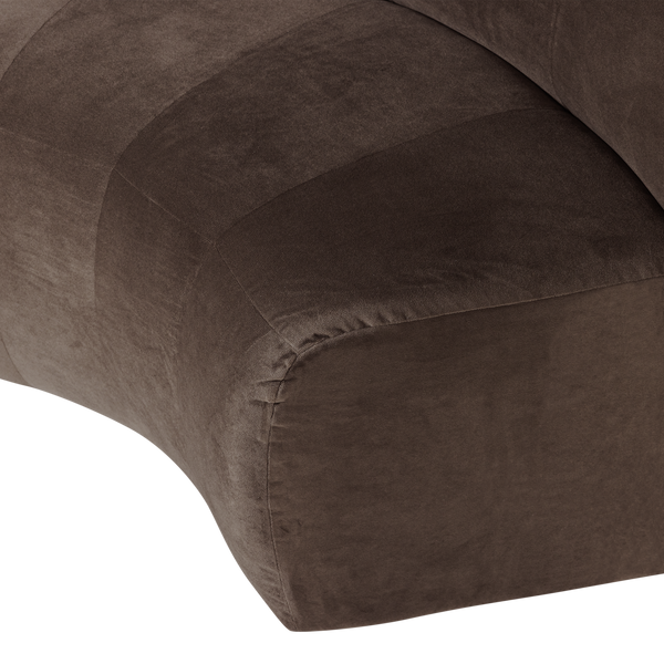 Mojo base eetbank halfronde hoek rugleuning velvet bruin