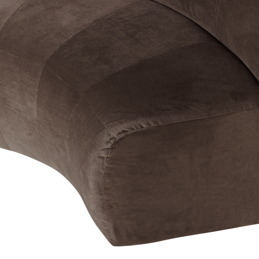 Mojo base eetbank halfronde hoek rugleuning velvet bruin