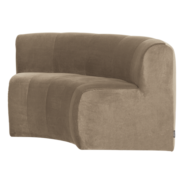 Mojo base eetbank halfronde hoek rugleuning velvet khaki