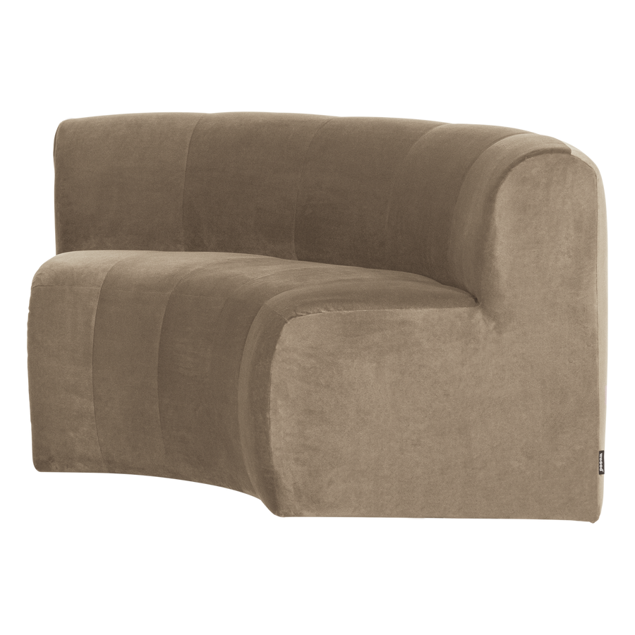 Mojo base eetbank halfronde hoek rugleuning velvet khaki