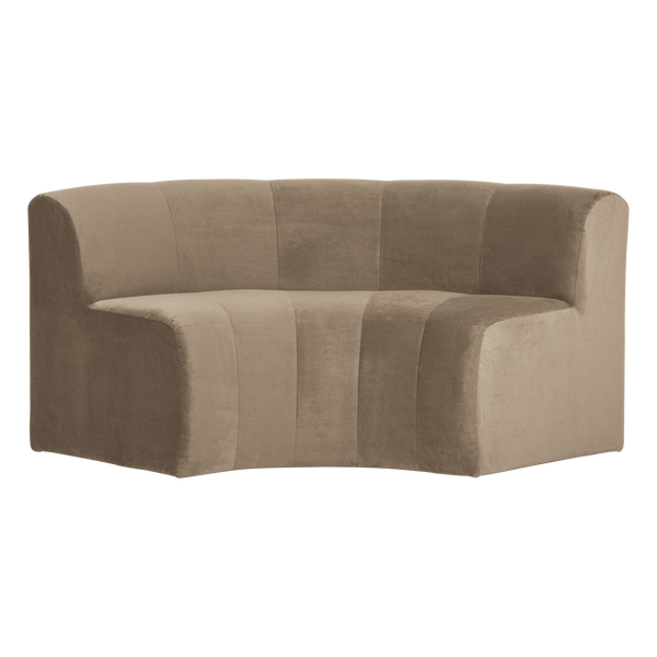 Mojo base eetbank halfronde hoek rugleuning velvet khaki