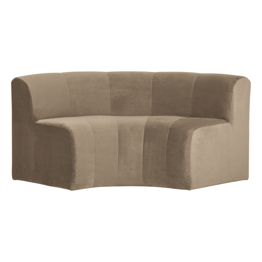 Mojo base eetbank halfronde hoek rugleuning velvet khaki