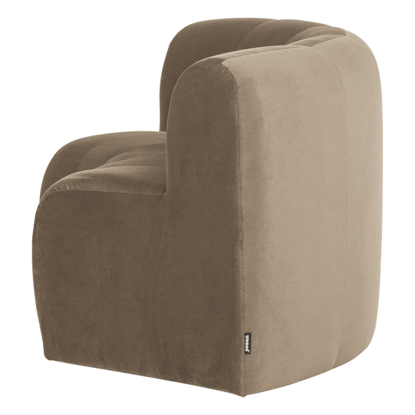 Mojo base eetbank halfronde hoek rugleuning velvet khaki