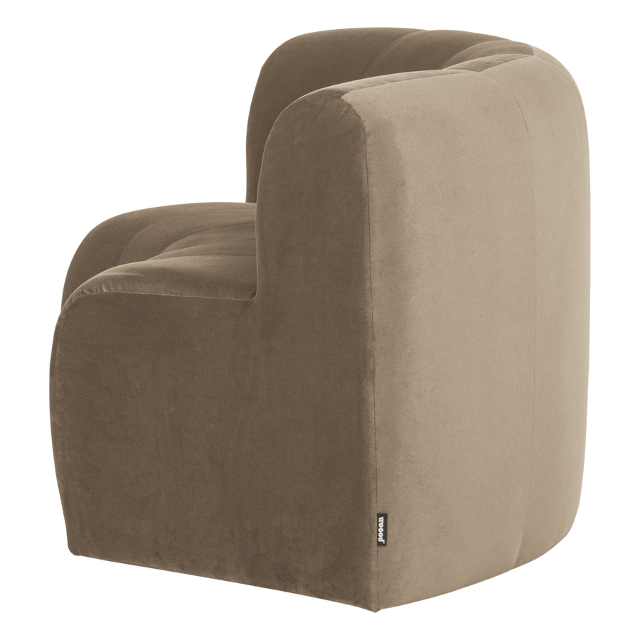 Mojo base eetbank halfronde hoek rugleuning velvet khaki