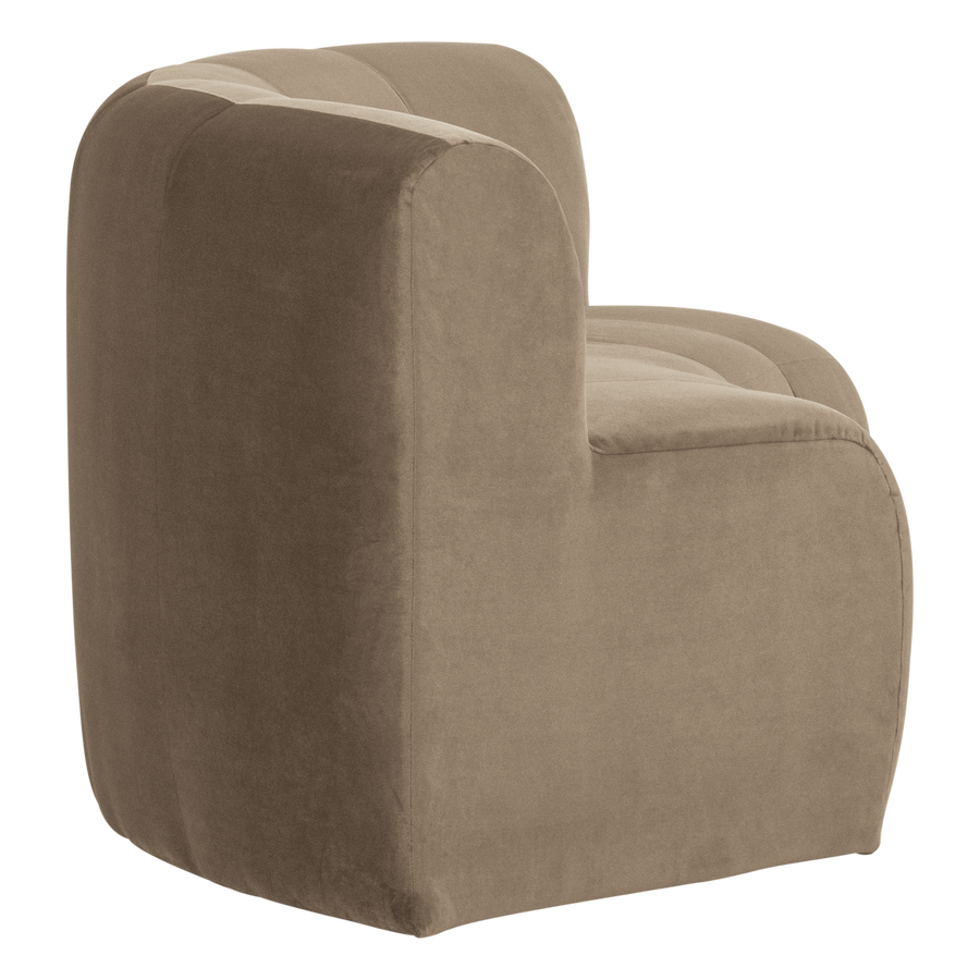Mojo base eetbank halfronde hoek rugleuning velvet khaki