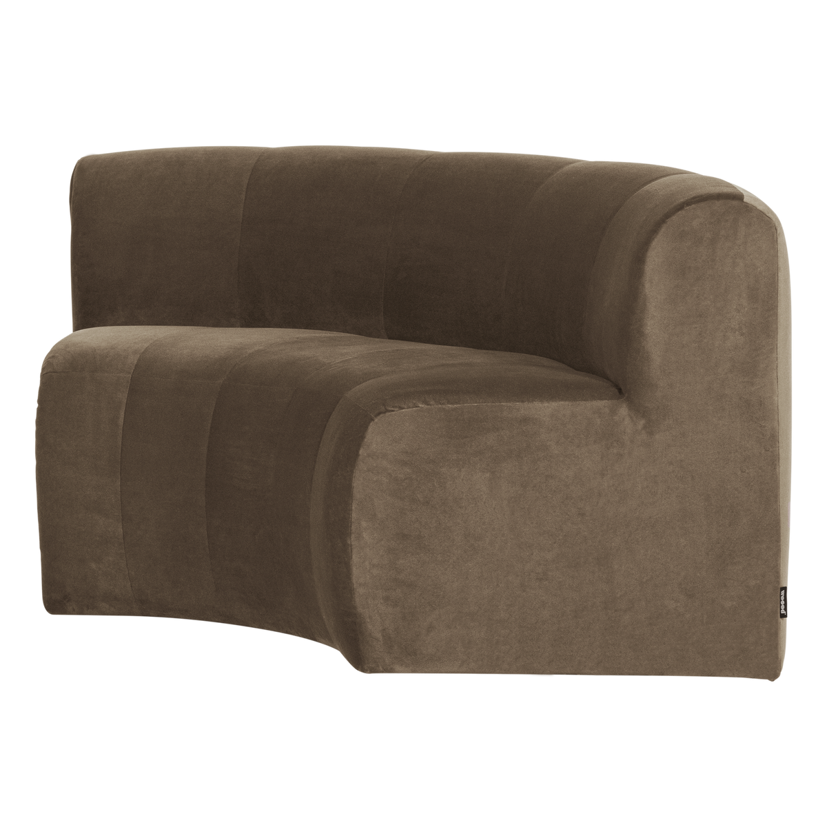 Mojo base eetbank halfronde hoek rugleuning velvet taupe