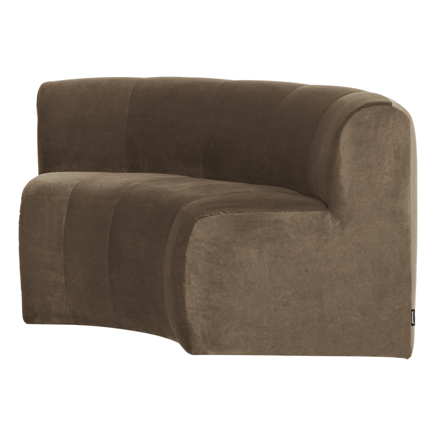 Mojo base eetbank halfronde hoek rugleuning velvet taupe
