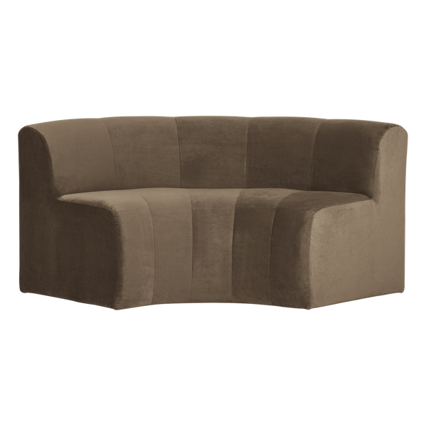Mojo base eetbank halfronde hoek rugleuning velvet taupe