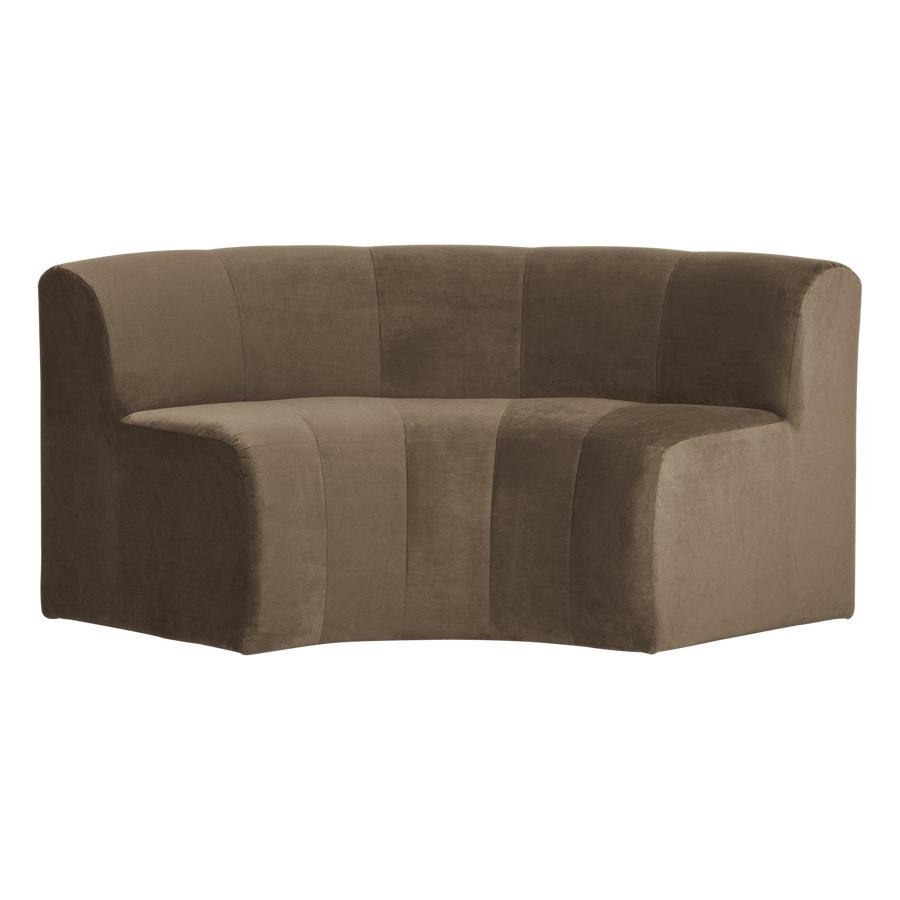 Mojo base eetbank halfronde hoek rugleuning velvet taupe