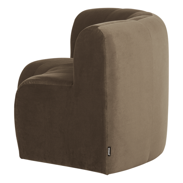 Mojo base eetbank halfronde hoek rugleuning velvet taupe
