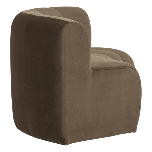 Mojo base eetbank halfronde hoek rugleuning velvet taupe