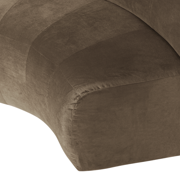 Mojo base eetbank halfronde hoek rugleuning velvet taupe