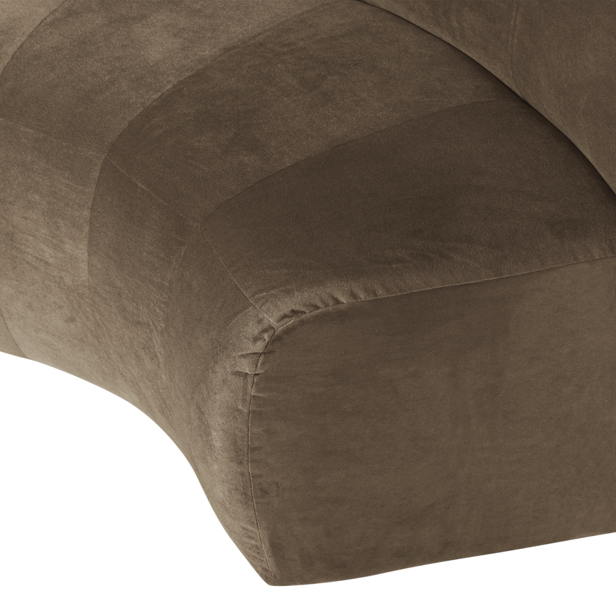 Mojo base eetbank halfronde hoek rugleuning velvet taupe