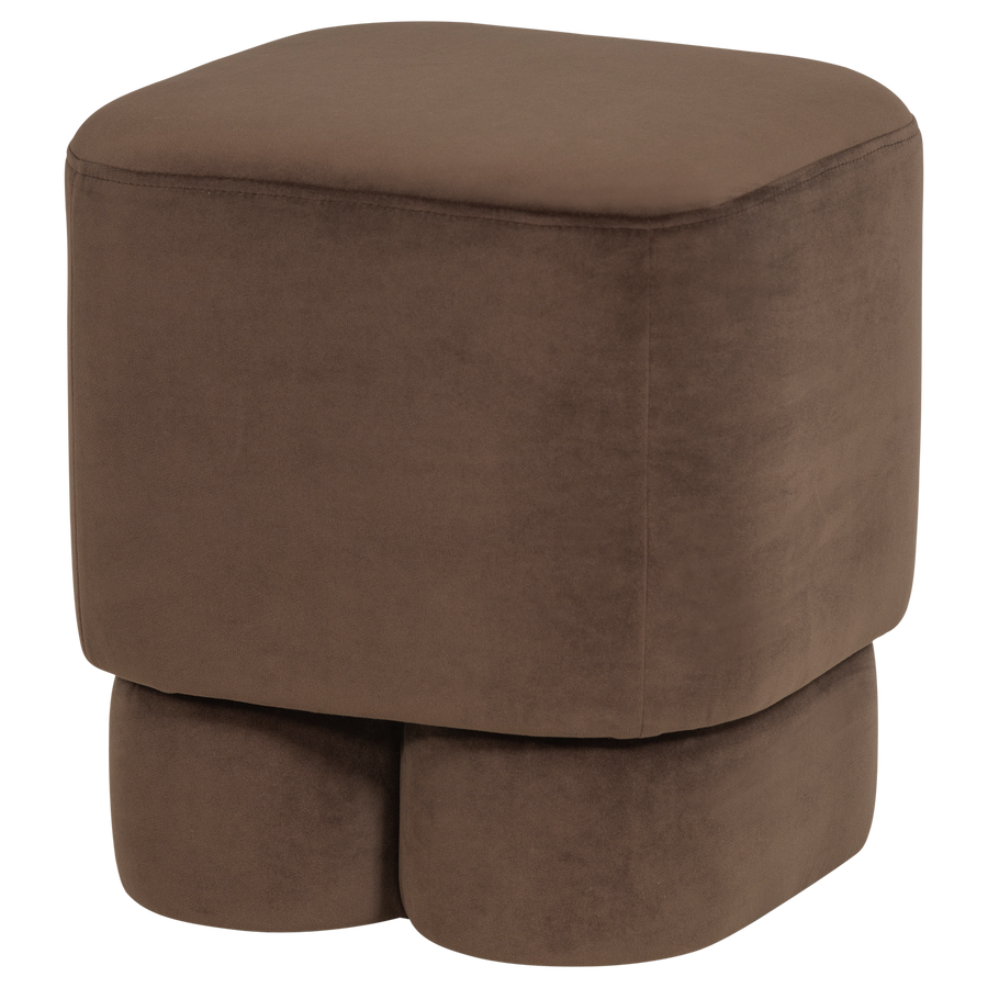 Valen poef velvet bruin