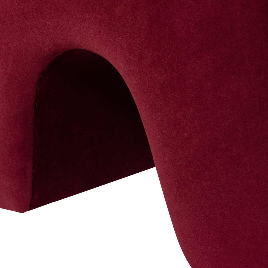 Lucen poef velvet bordeauxrood