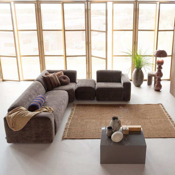 Ruglio vloerkleed 170 x 240 cm wol/jute bruin