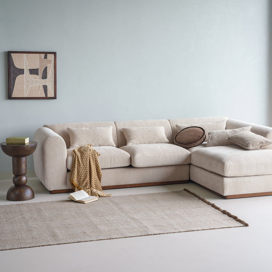 Weavly vloerkleed 170 x 240 cm wol bruin/naturel