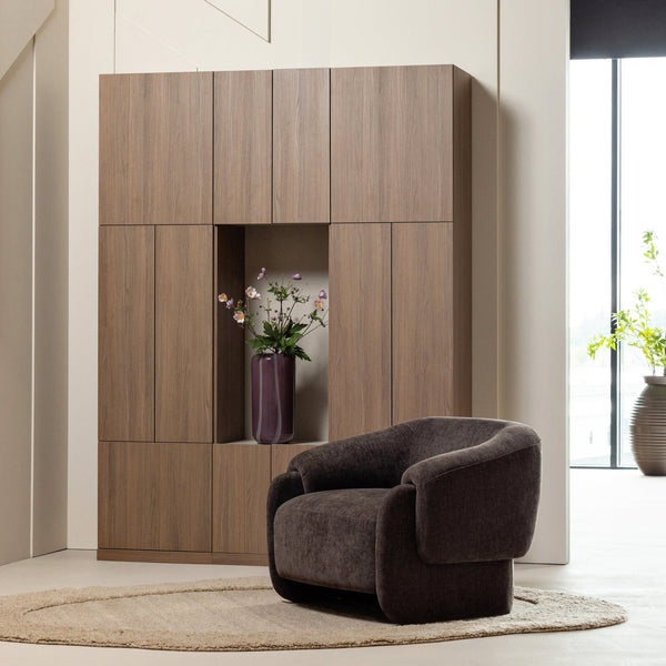 Moru fauteuil chenille donkerbruin