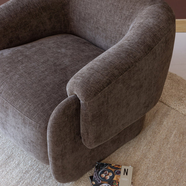 Moru fauteuil chenille donkerbruin