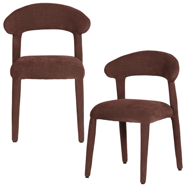 Sile eetkamerstoel linnenlook bordeauxrood - set van 2