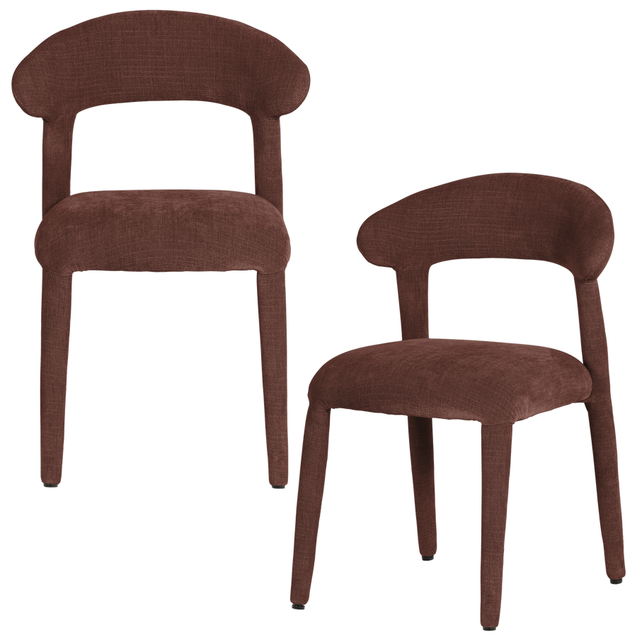 Sile eetkamerstoel linnenlook bordeauxrood - set van 2