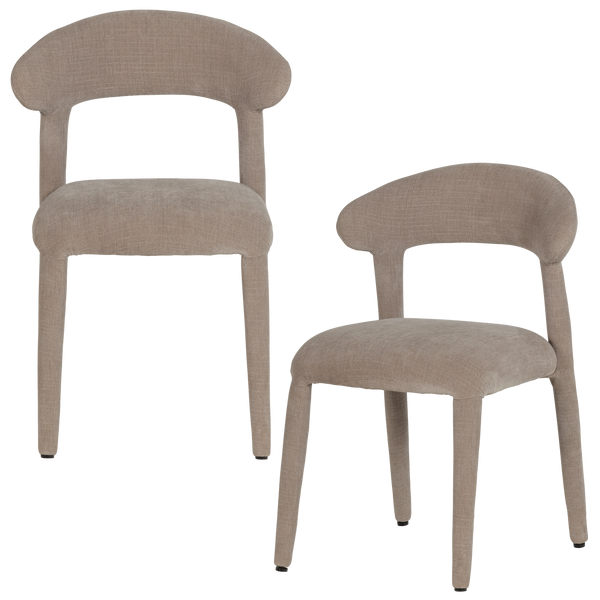Sile eetkamerstoel linnenlook zand - set van 2