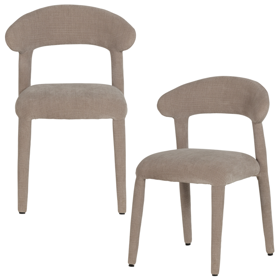 Sile eetkamerstoel linnenlook zand - set van 2