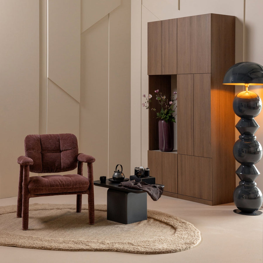 Loom fauteuil chenille structuur oudroze
