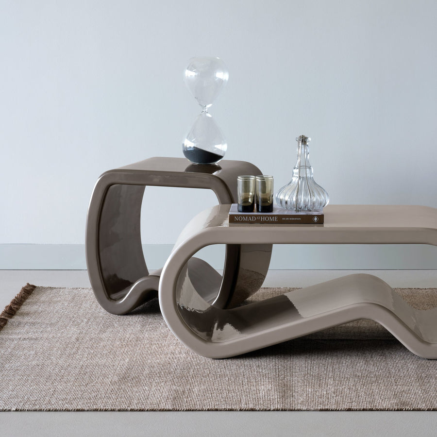 Moss bijzettafel hout hoogglans mokkabruin
