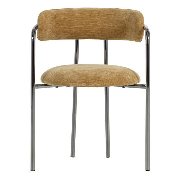 Cuby eetkamerstoel chroom stof lichtgeel - set van 2