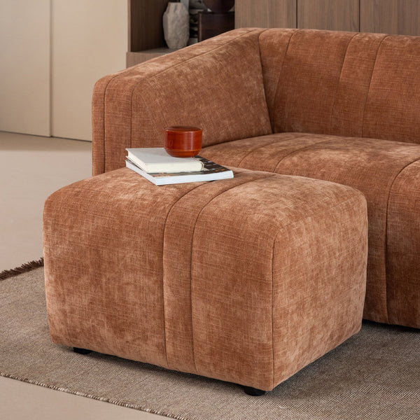 Omaire hocker chenille roestbruin