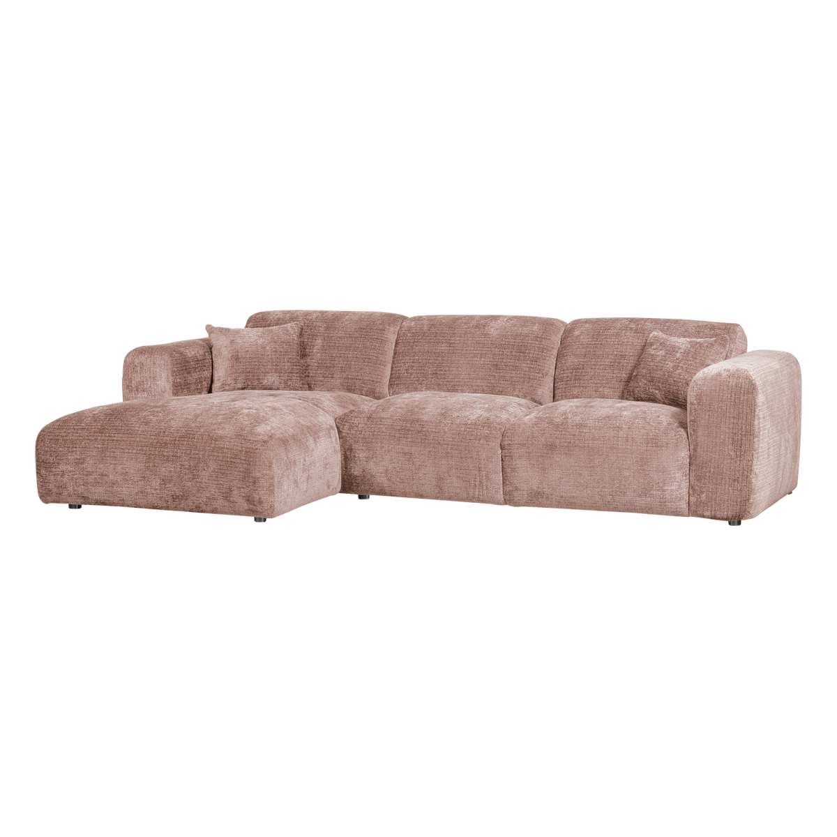 Cloud chaise longue bank links chenille taupe/roze