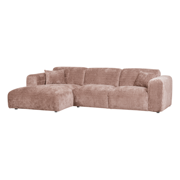 Cloud chaise longue bank links chenille taupe/roze
