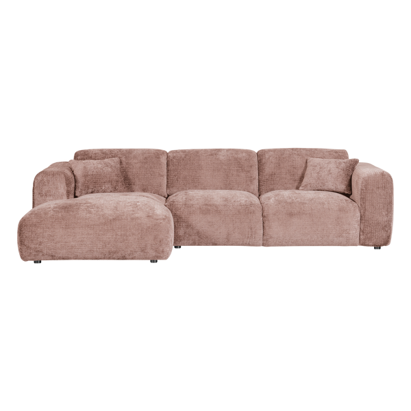 Cloud chaise longue bank links chenille taupe/roze