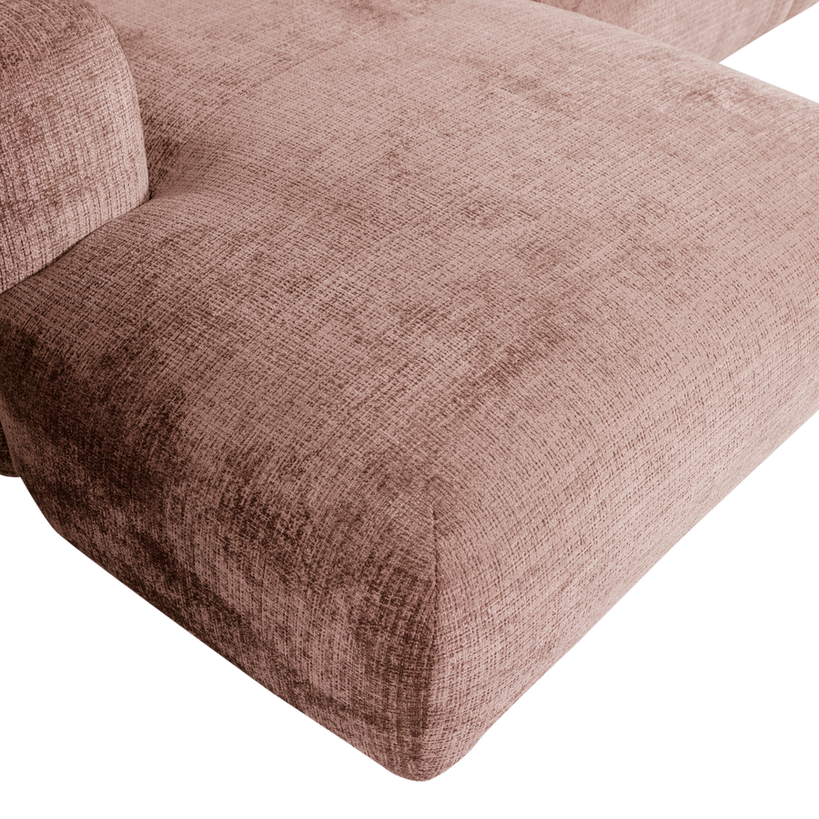 Cloud chaise longue bank links chenille taupe/roze
