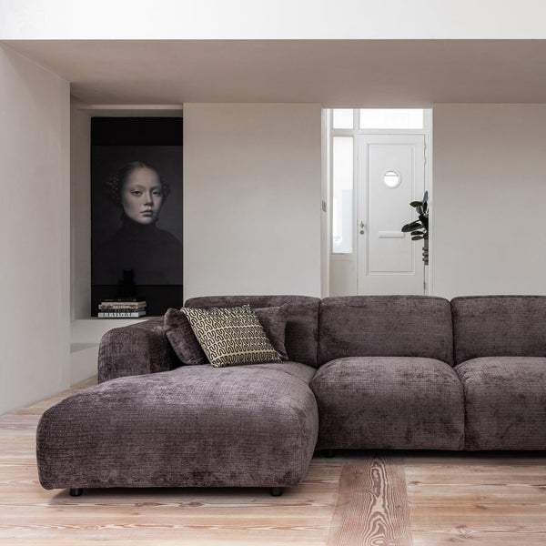 Cloud chaise longue bank links chenille warmbruin