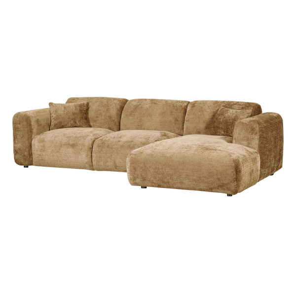Cloud chaise longue bank rechts chenille honinggeel