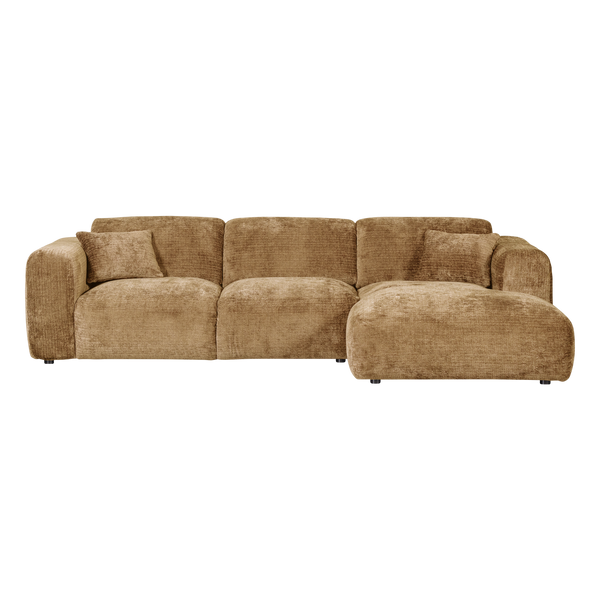 Cloud chaise longue bank rechts chenille honinggeel