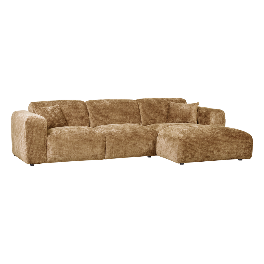 Cloud chaise longue bank rechts chenille honinggeel