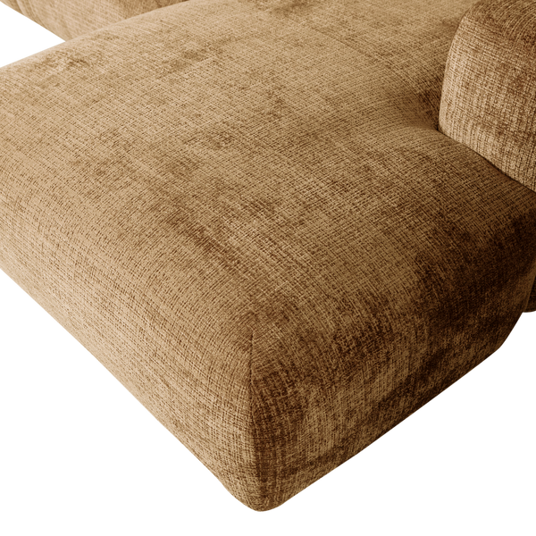 Cloud chaise longue bank rechts chenille honinggeel