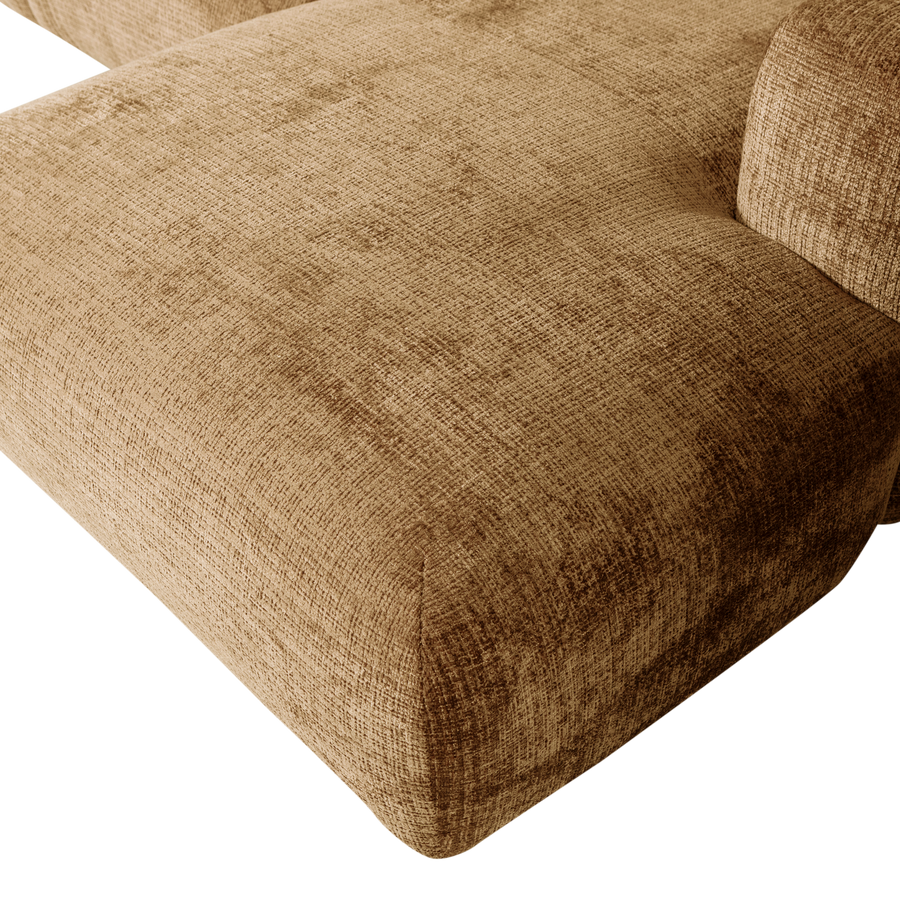 Cloud chaise longue bank rechts chenille honinggeel