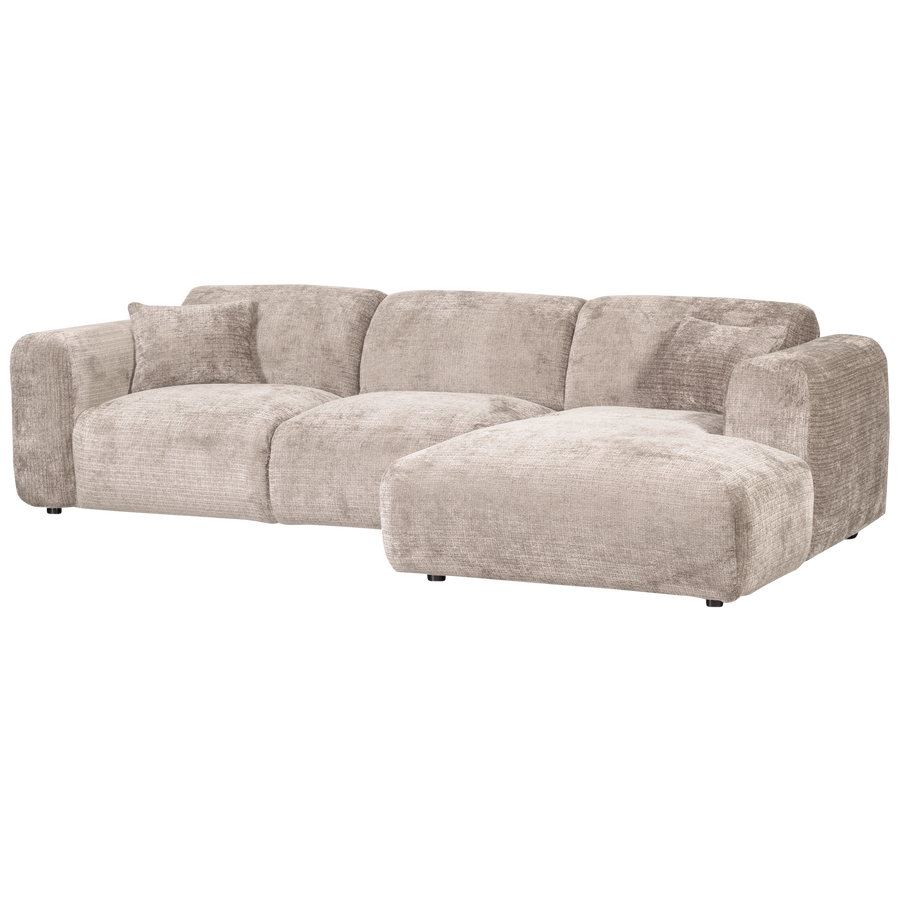 Cloud chaise longue bank rechts chenille naturel