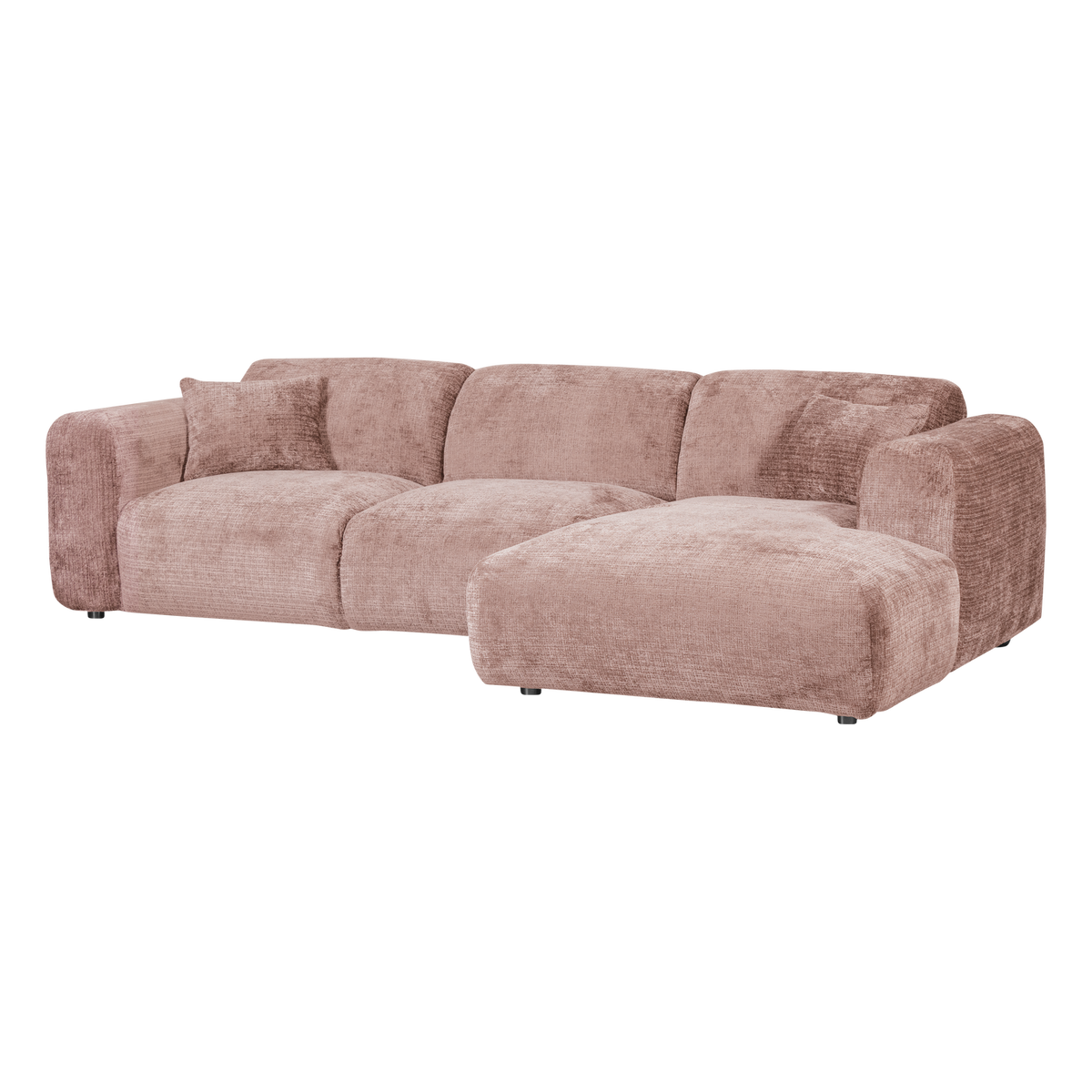 Cloud chaise longue bank rechts chenille taupe/roze